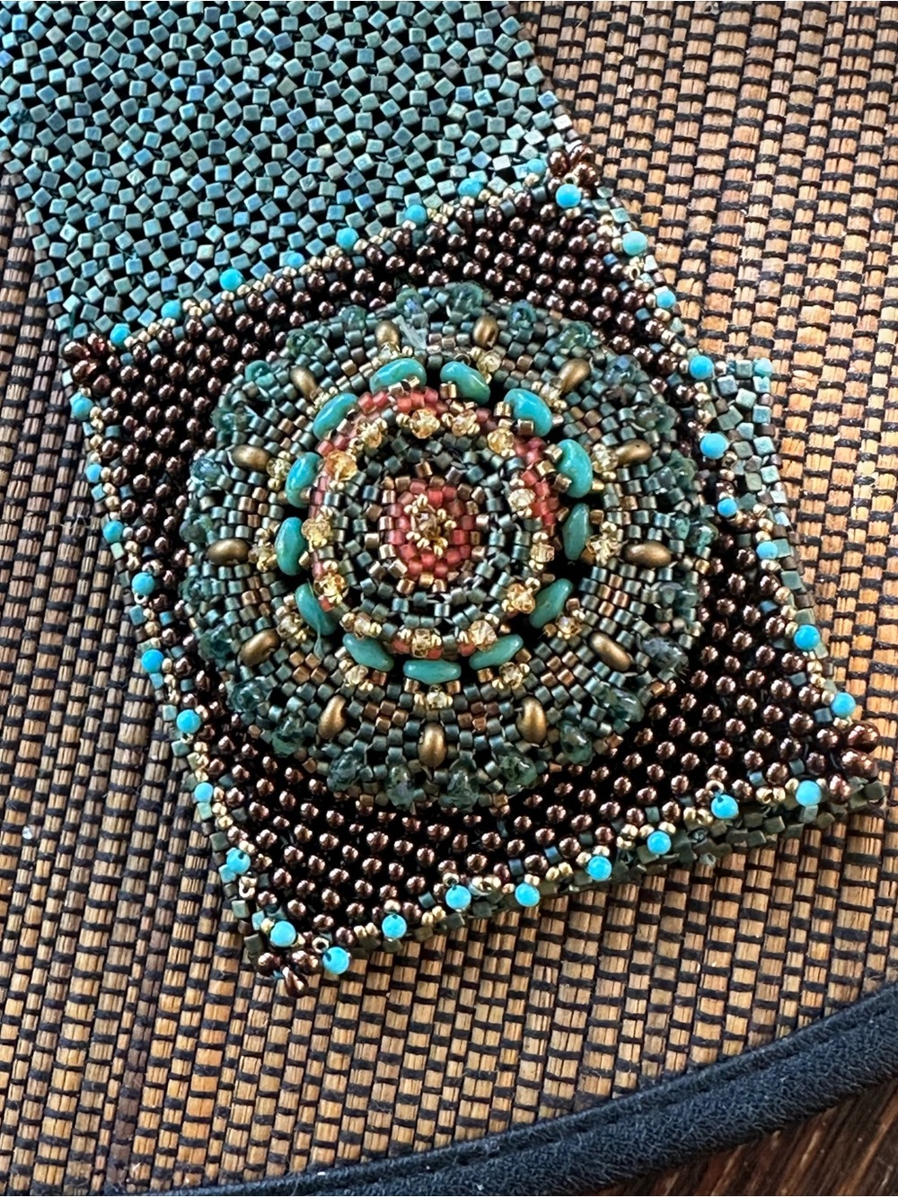 Handcrafted Turquoise and Bronze Beaded Women's Bracelet